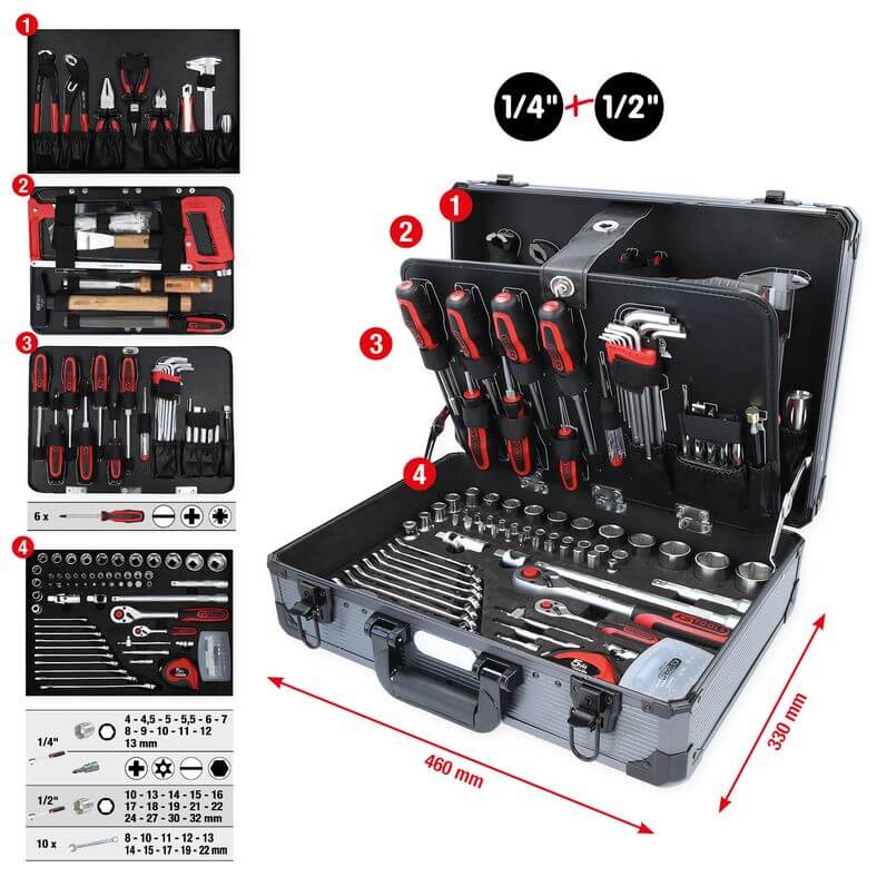 KS Tools Verktygssats 149 delar – Professionell verktygslösning i aluminiumväska