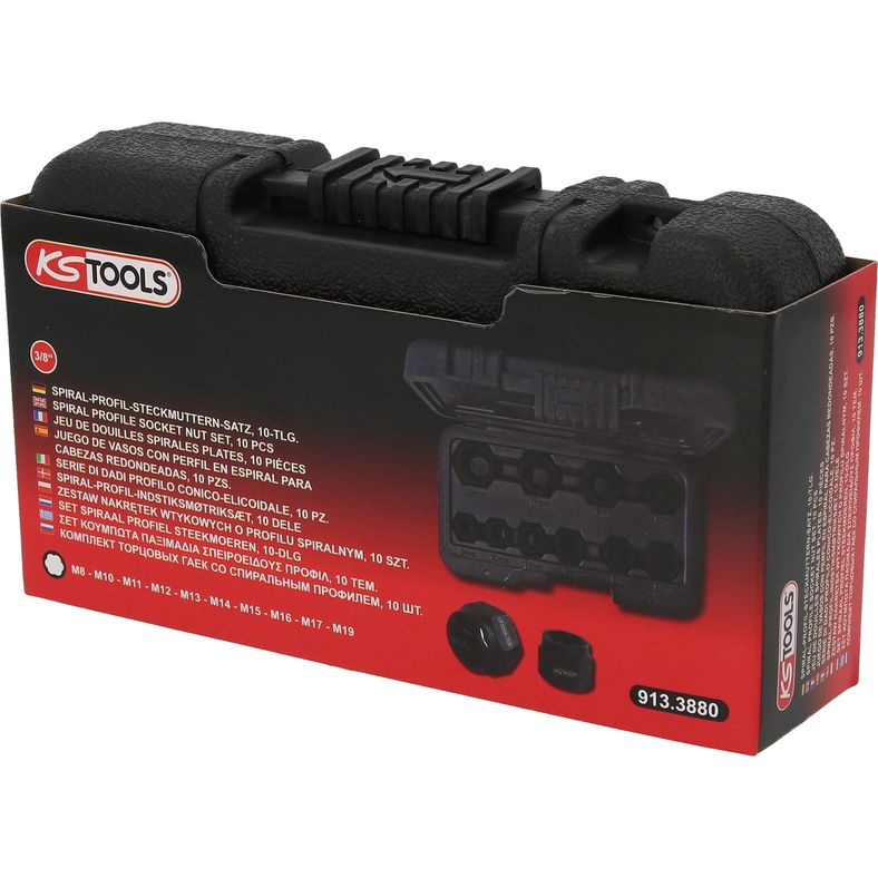 KS TOOLS spiralprofil hylsmuttersats, 10-delars, M8-M19