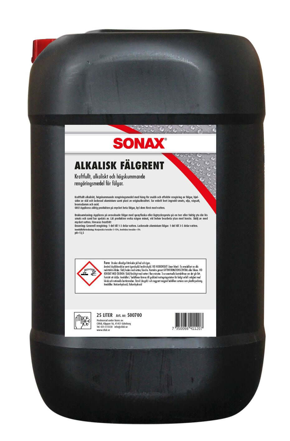SONAX Alkalisk Fälgrent Koncentrat 25L – Kraftfull, högskummande och svanenmärkt fälgrengöring för professionell användning