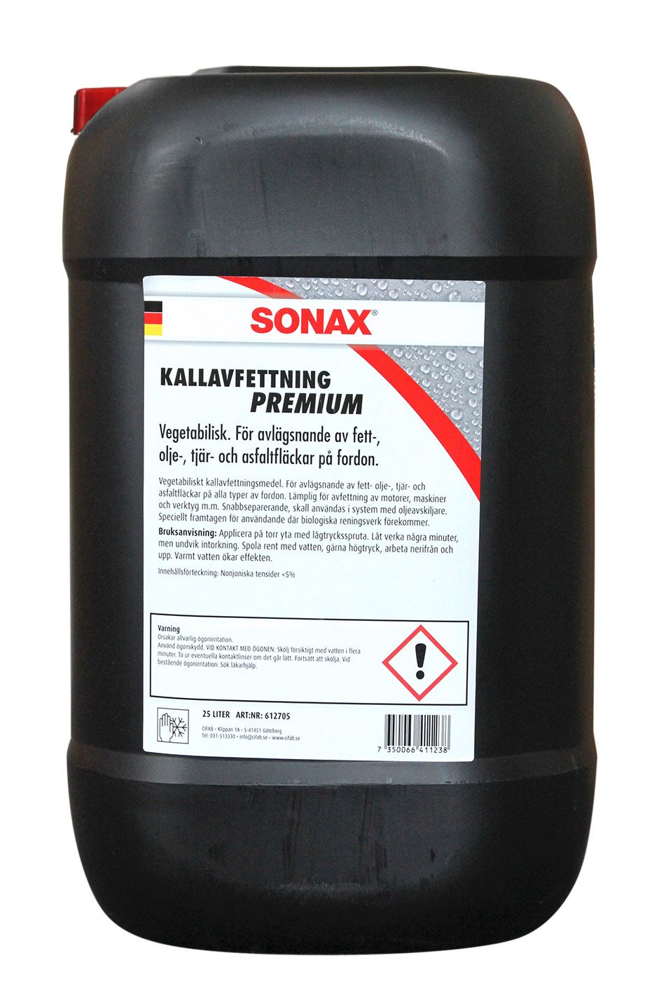SONAX Kallavfettning Premium 25L – Vegetabilisk, snabbseparerande och svanenmärkt avfettning för proffsbruk