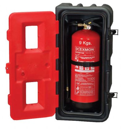 Brandsläckarbox med rött lock – Vattentät och kemikaliebeständig