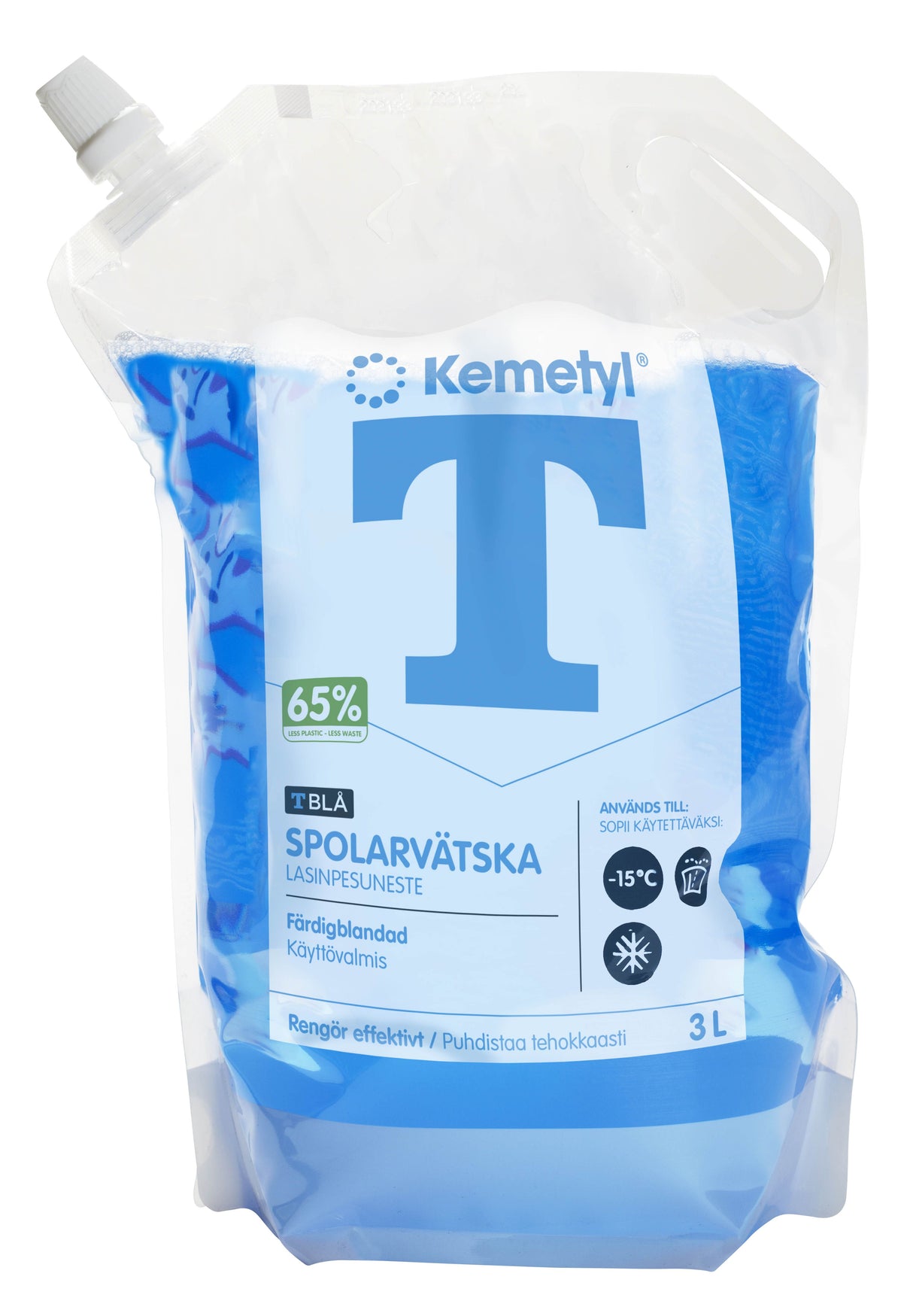 Kemetyl T-Blå Färdigblandad Spolarvätska 3L – Frysskydd ner till -15°C
