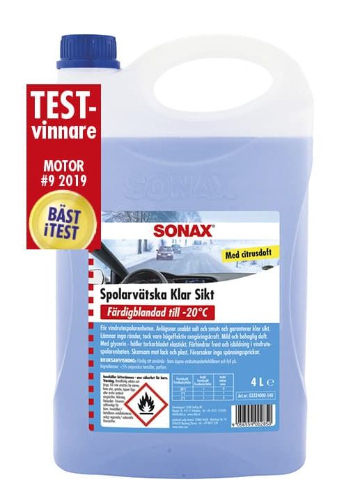 Sonax Spolarvätska Klarsikt Citrus 4L – Färdigblandad med hög rengöringseffekt