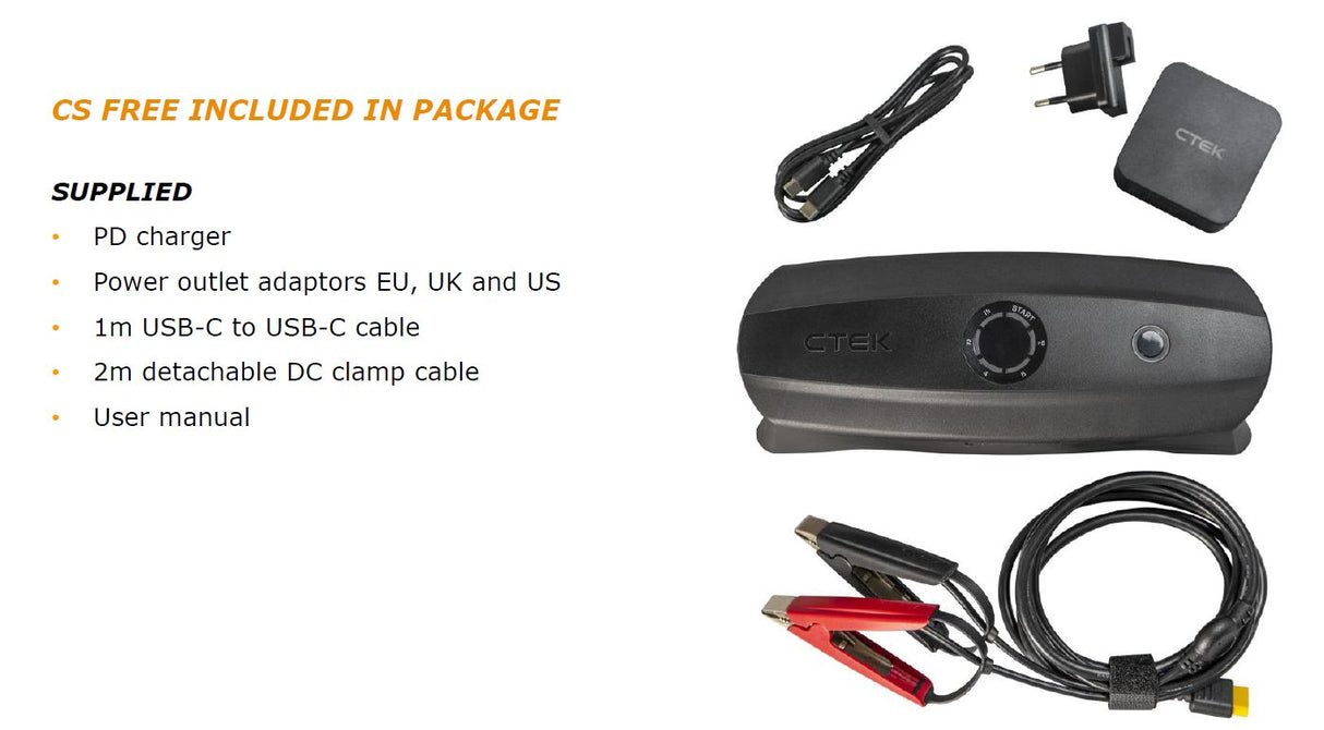 CTEK CS Free – Portabel 12V Batteriladdare med Adaptiv Boost-teknik