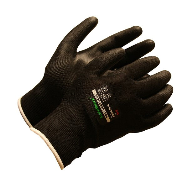 MONTAGEHANDSKE PU SVART STL L/9