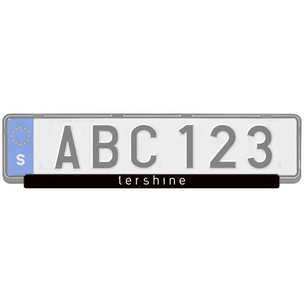 Tershine Regskyltlist – Svart plast med logotyp