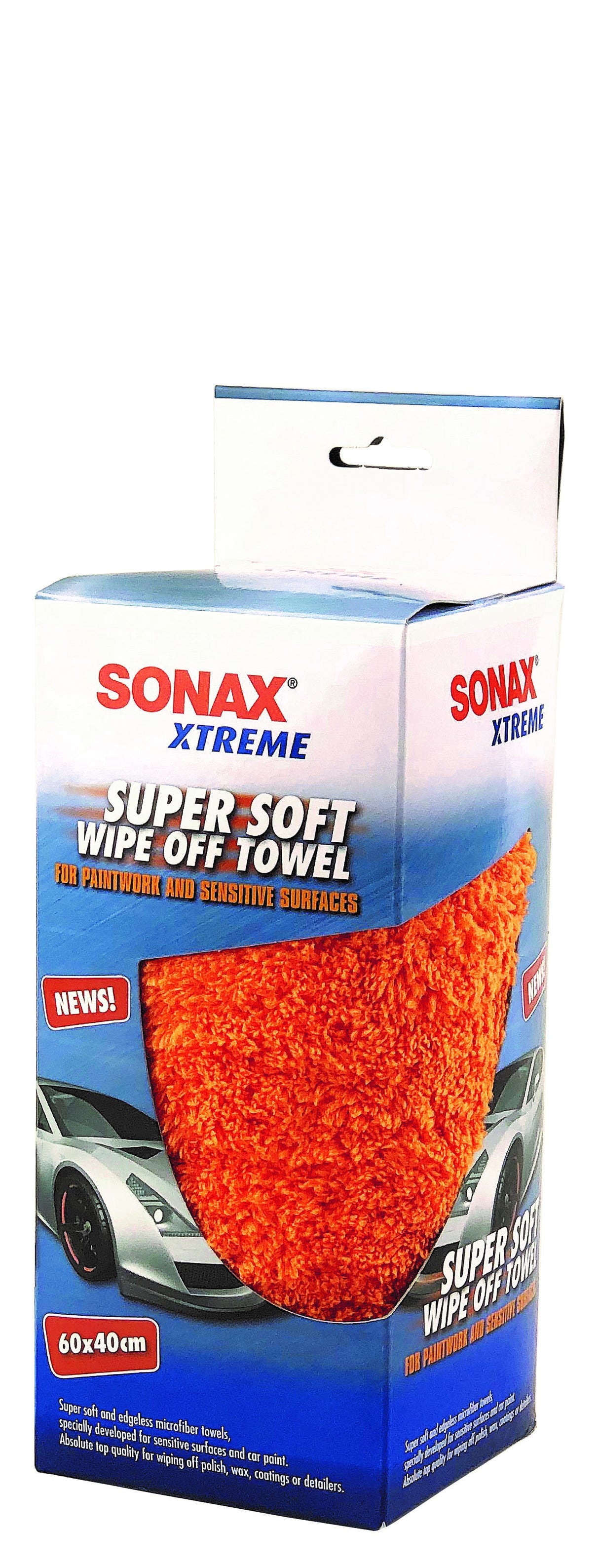SONAX Xtreme Supersoft Wipe Off Towel – Mikrofiberduk för känsliga lackytor, 60 x 40 cm