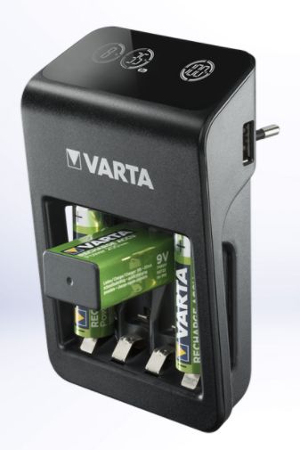 Varta LCD Plug Carger+ inkl 4 st AA-batterier