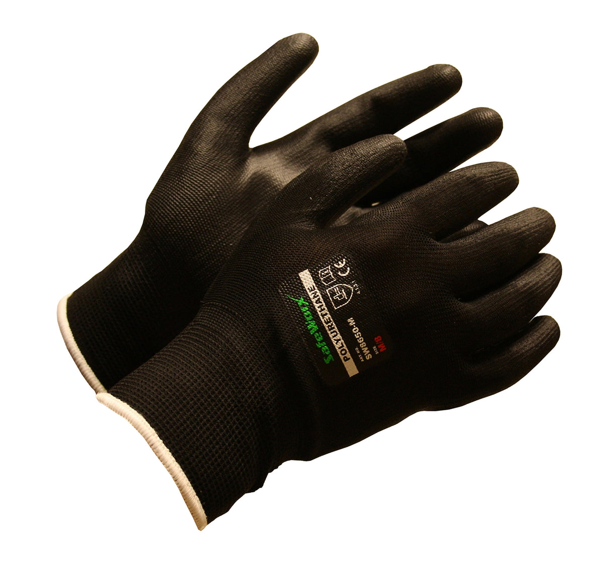 MONTAGEHANDSKE PU SVART STL M/8