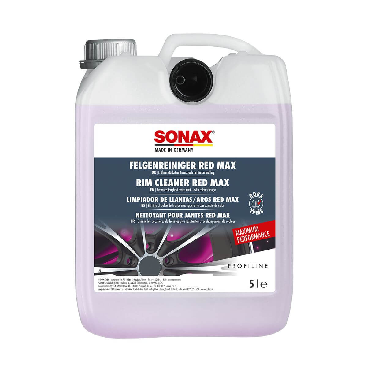 Sonax Profiline Rim Cleaner Red Max 5 liter – Professionell fälgrengöring med färgindikator