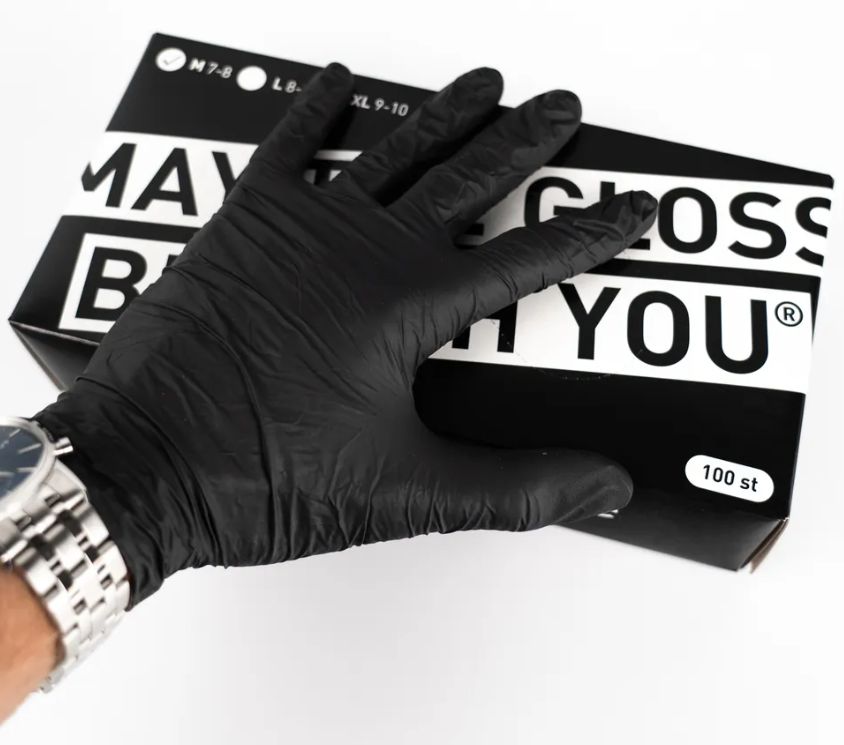 Tershine Nitrilhandskar, svarta 100-pack, medium 7-8