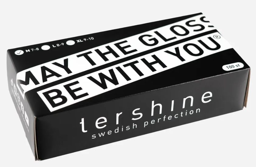 Tershine Nitrilhandskar, svarta 100-pack, medium 7-8