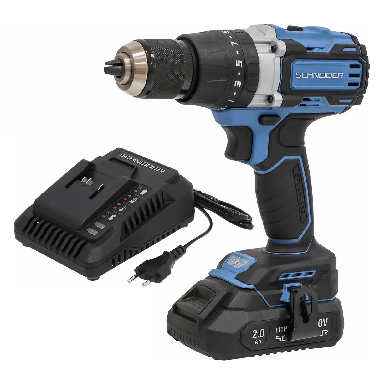 Schneider Skruvdragare 20V – 65 Nm, med slagfunktion och komplett kit