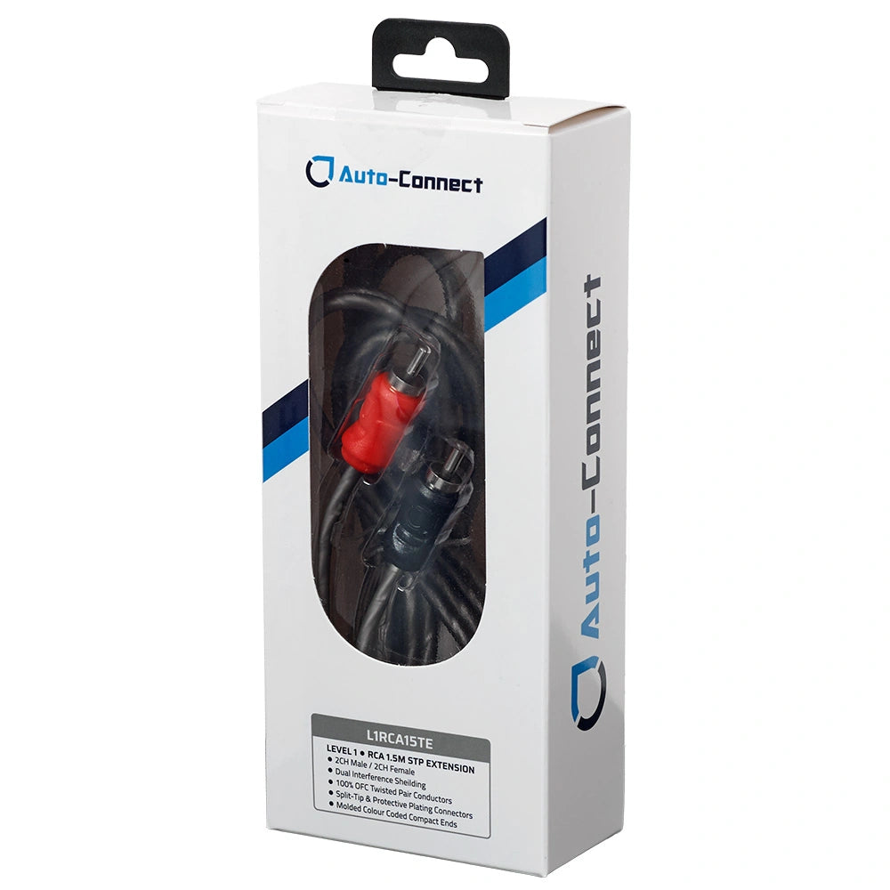 Auto-Connect tvinnad RCA-förlängningskabel 1.5 meter, Level 1