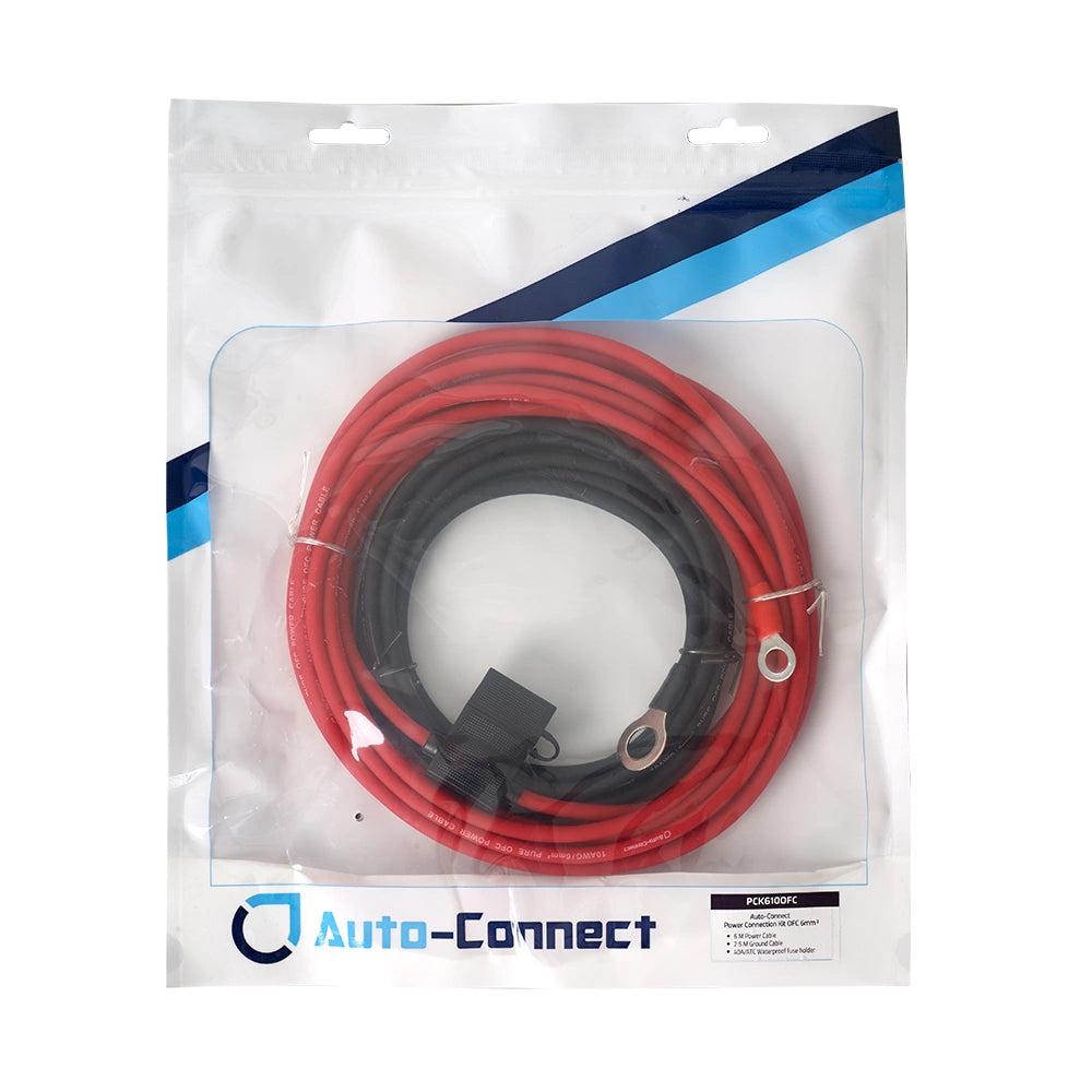 Auto-Connect OFC 6mm² strömkabelkit, 6m+2.5m