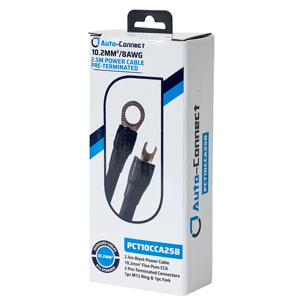 Auto-Connect 2.5 meter strömkabel CCA 10.2mm², svart