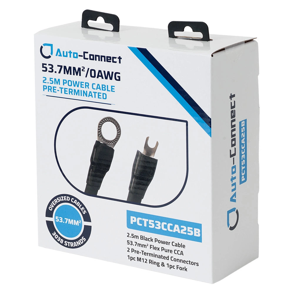 Auto-Connect 2.5 meter strömkabel CCA 53.7mm², svart