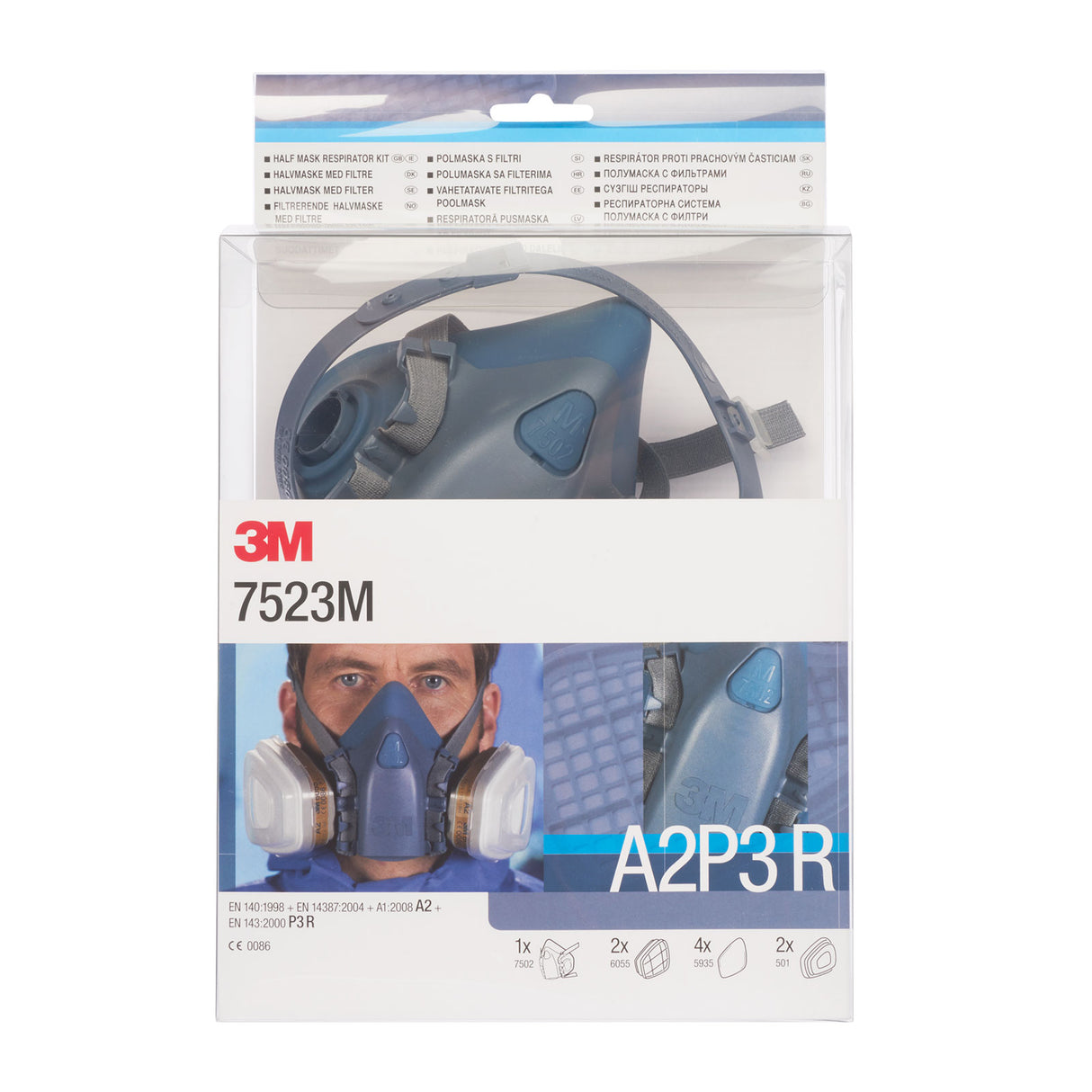3M Startpaket 7500-serien A2/P3 Medium – Komplett Andningsskydd med Halvmask och Filter för Krävande Miljöer