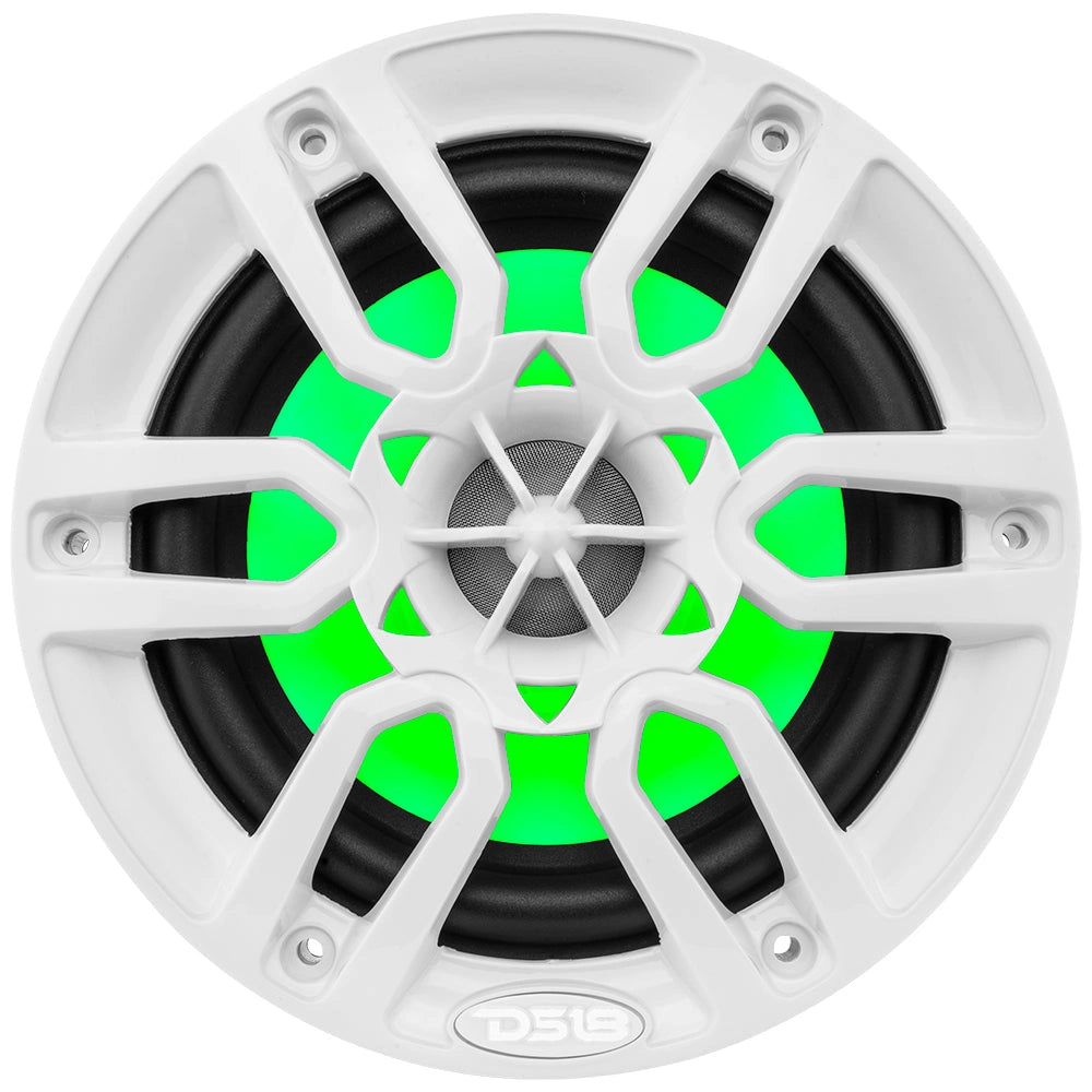 DS18 NXL-6, vita 6.5 tums marinhögtalare med LED, par