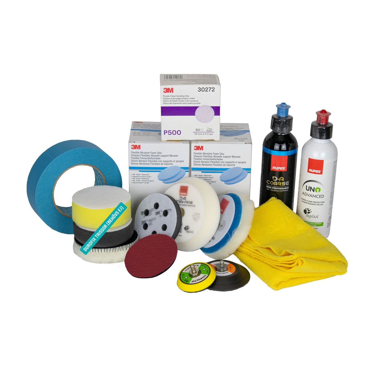 Lyktpolerkit Batteri – Komplett proffslösning med Durofix, 3M och Rupes