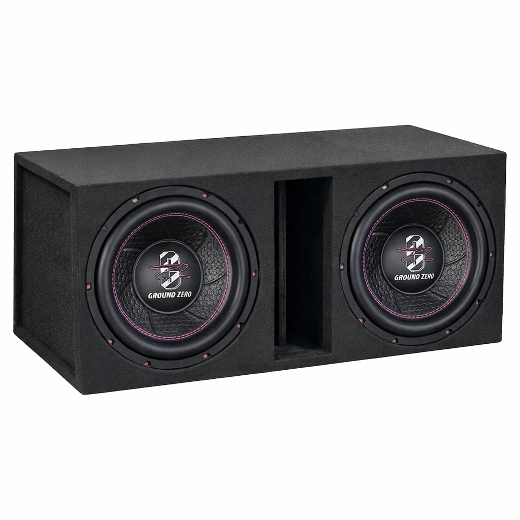 2-Pack Ground Zero GZIW 12XSPL-D2 PINK i baslåda, Fett brutalt baskit