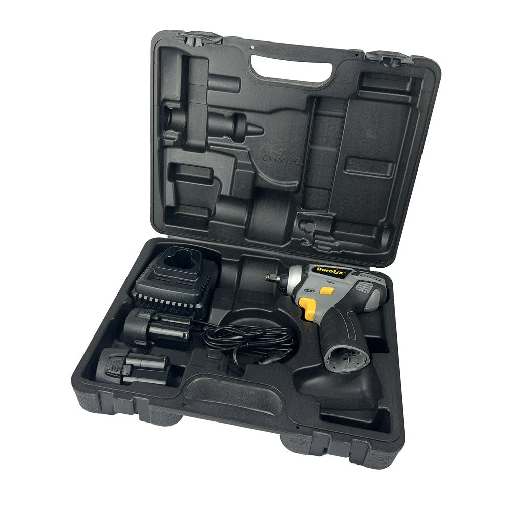 Durofix Mutterdragare 3/8" 12V Kompakt – Komplett Kit med 2 Batterier, Laddare och Väska