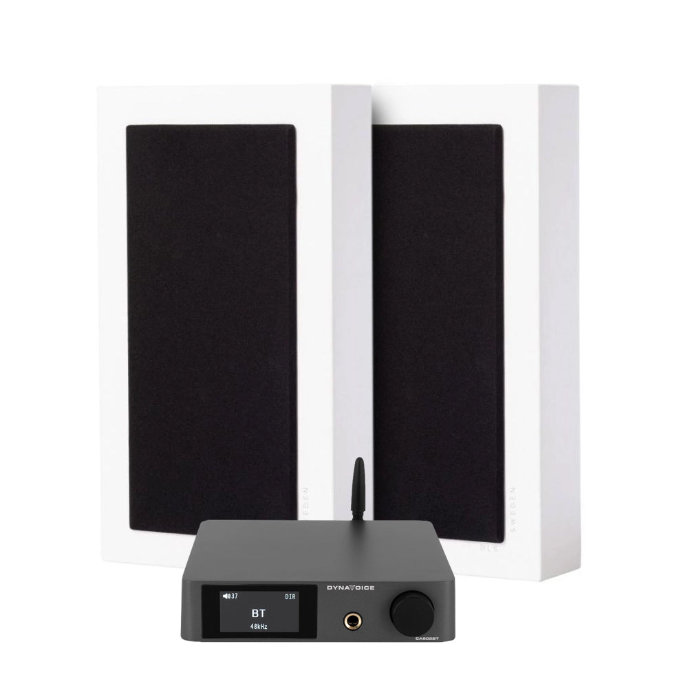 Dynavoice CA802BT & 2-pack DLS Flatbox Midi v2, stereopaket