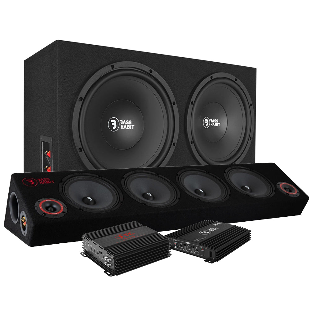 Bass Habit raggarpaket med 8" raggarplanka, baslåda med RA1200W