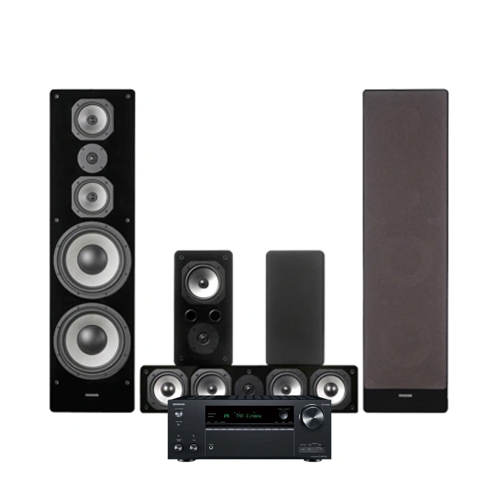 Onkyo TX-NR7100 med Dynavoice Challenger M-105 5.0 hemmabiopaket, svart