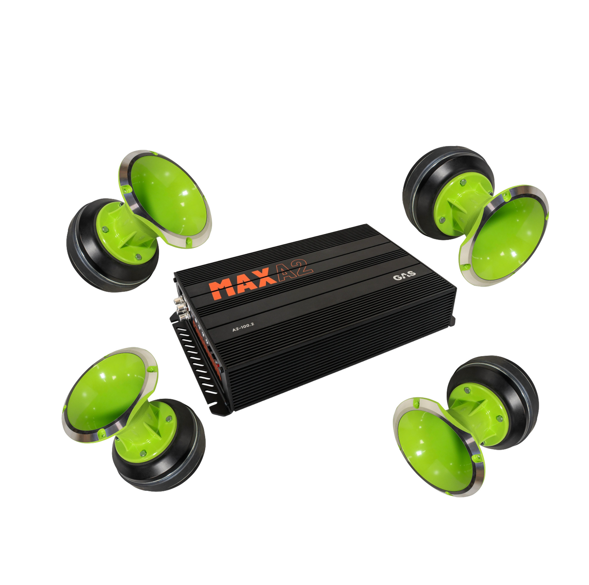 GAS MAX A2-150.4 + 4× Loud as Hell Inferno 3″ 8 Ω