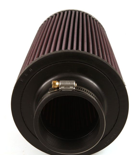 KN koniskt universal sportluftfilter, fläns centrerad diameter 76MM / diameter topp 121MM / diameter bas 152MM höjd 228MM, max. 370HK
