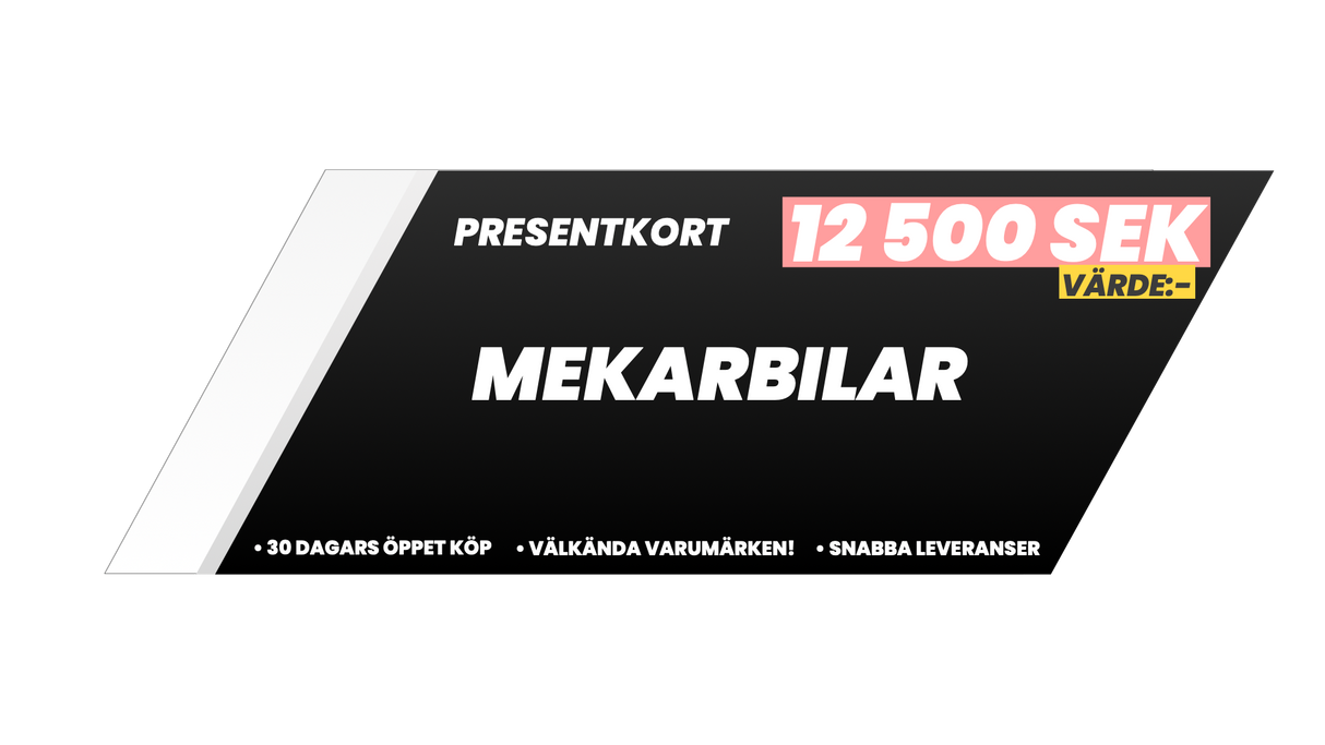 MekarBilar presentkort, 12500 kr