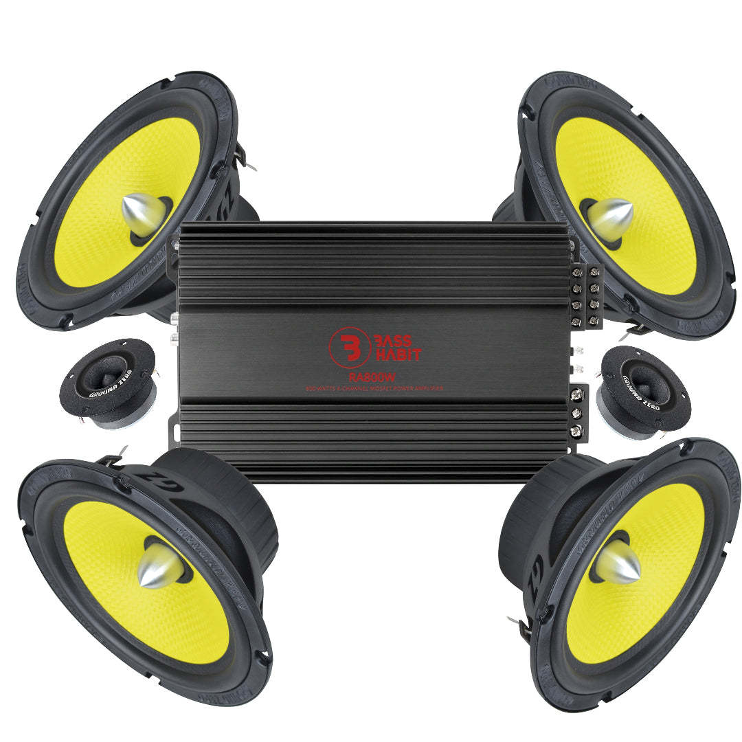 4-pack Ground Zero GZTK 165, GZCT 3500X-B & RA800W SPL-paket