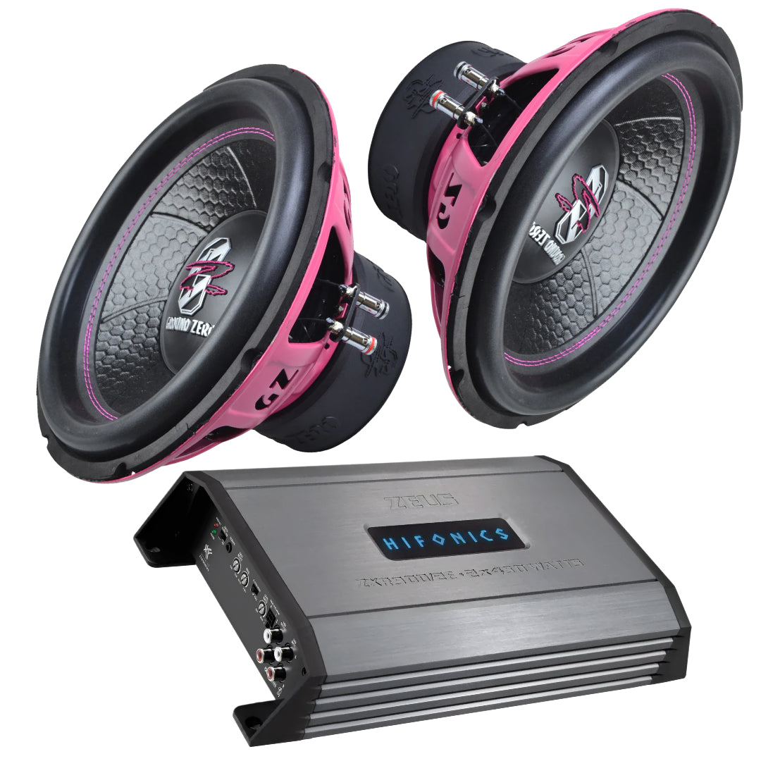 2-Pack Ground Zero GZIW 12XSPL-D2 PINK med Hifonics ZXR900/2E
