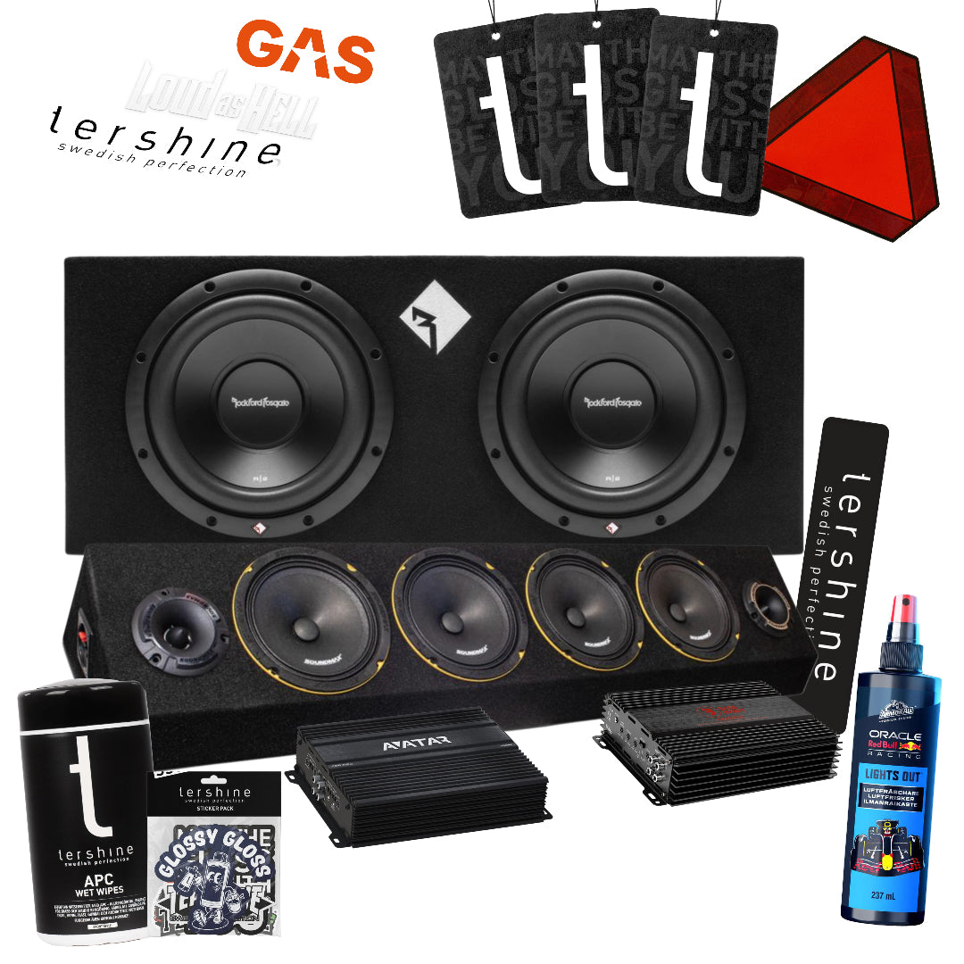 Rockford Fosgate R2-2X10 med Soundmax SX-MX6, Super coolt A-traktor paket