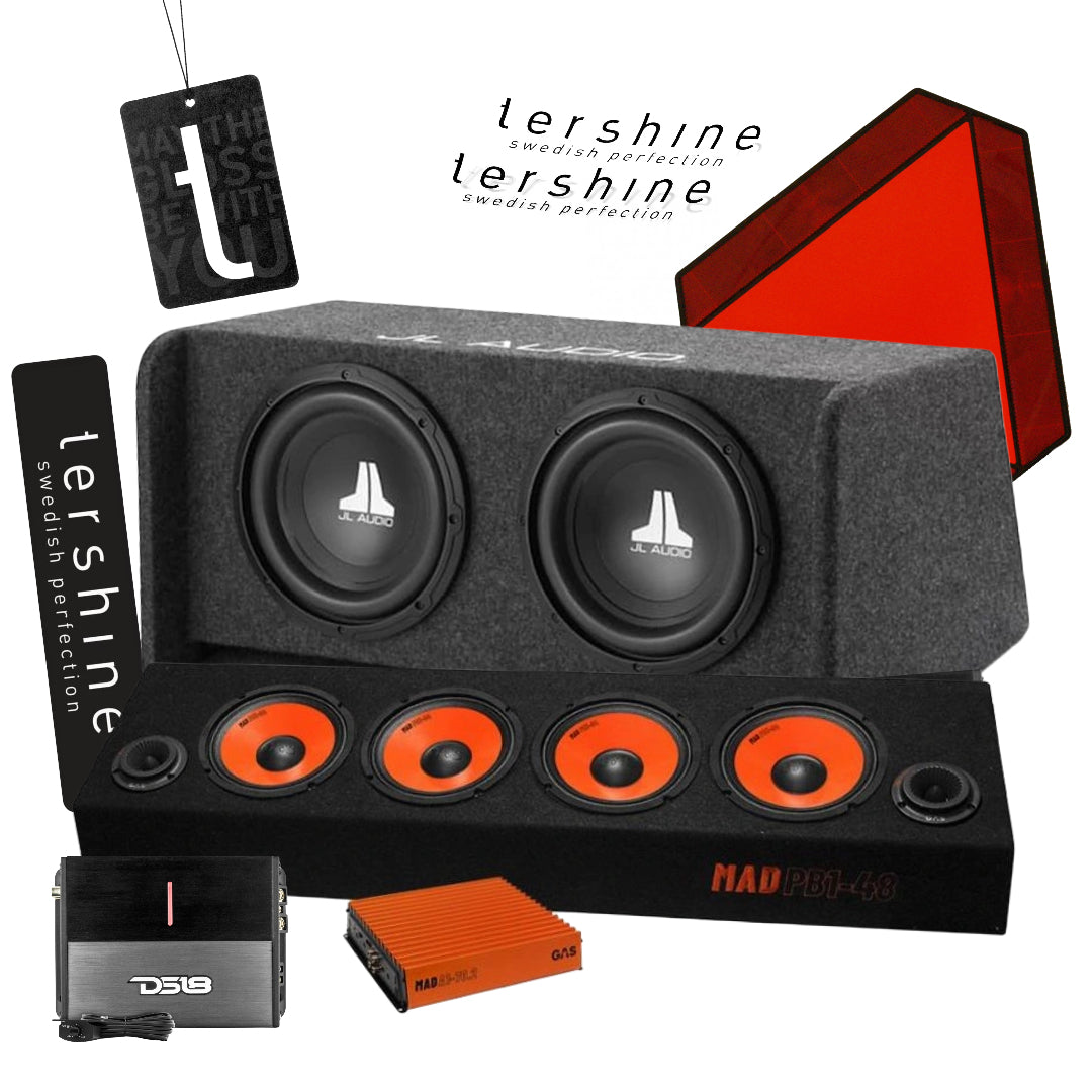 JL Audio CP210-W0v3 A-traktor paket med Tershine tillbehör, Helt galet raggarkit