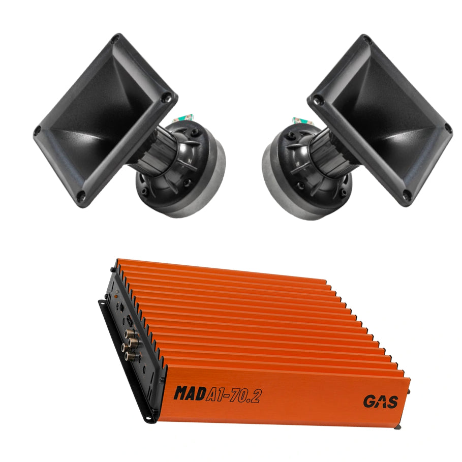 2-PACK Loud as Hell horn med driver och GAS steg, Kaxigt kit