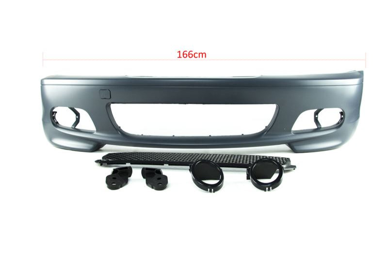 BMW E46 Frontspoiler Motorsport II design UTAN dimljus, bromsluftkanaler, adapters