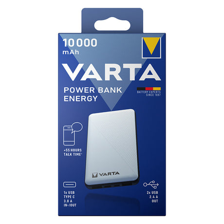 VARTA Power Bank Energy 10000 mAh – Kompakt och Effektiv Powerbank med USB-C och Snabbladdning