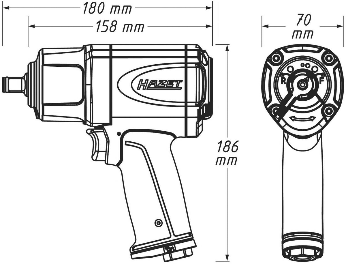 Hazet Tryckluftsdriven Mutterdragare – 1/2" – 1700 Nm