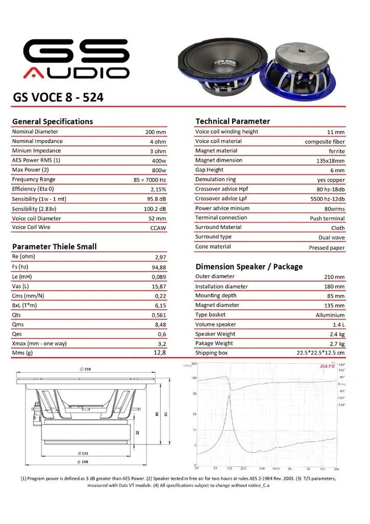 Gs Audio Voce 8 tums - 4 pack