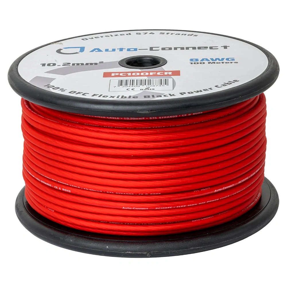 Auto-Connect röd strömkabel OFC 10.2mm², metervara