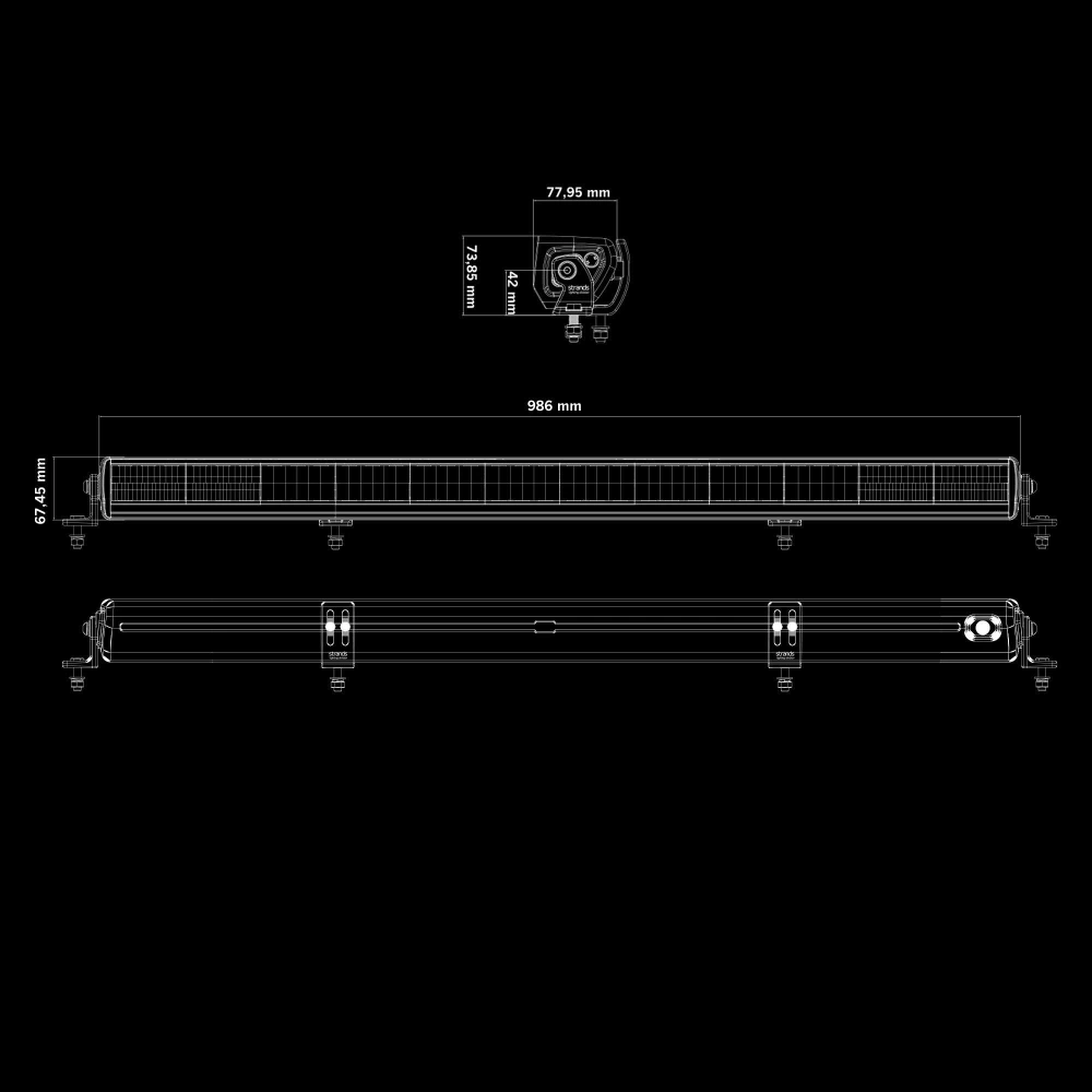 Strands Skylord LED bar 40", vit/amber, inbyggd relä, kabelhärva