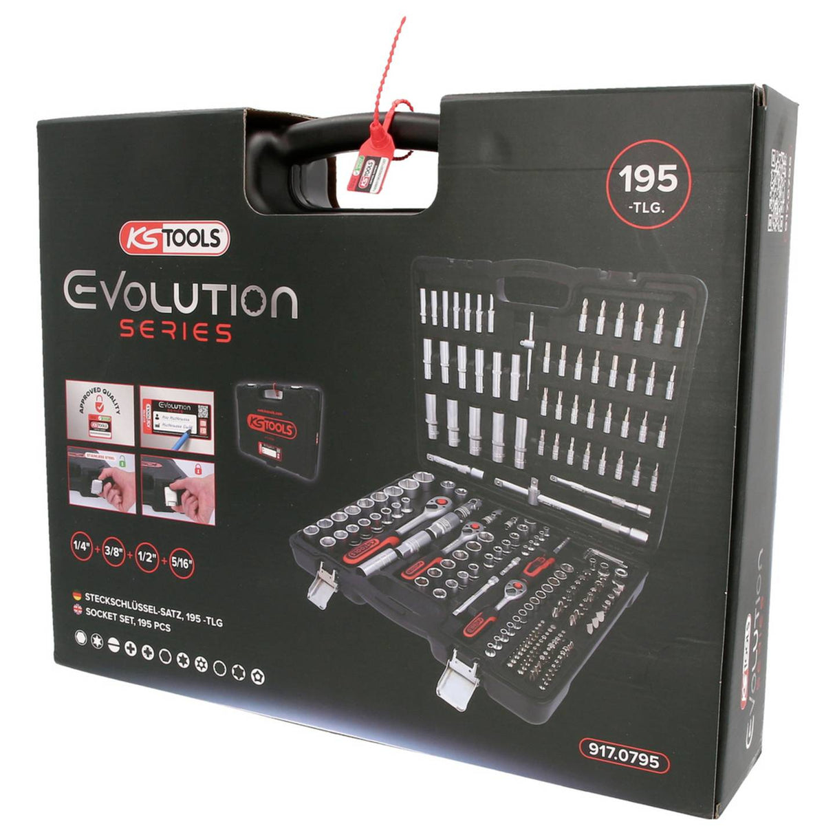 KS Tools Hylsnyckelsats 195-delar – 1/4", 3/8" och 1/2" (917.0795)