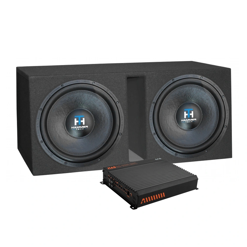 2x15 baspaket med Hammer Tech LCW15V2D4 i låda med slutsteg