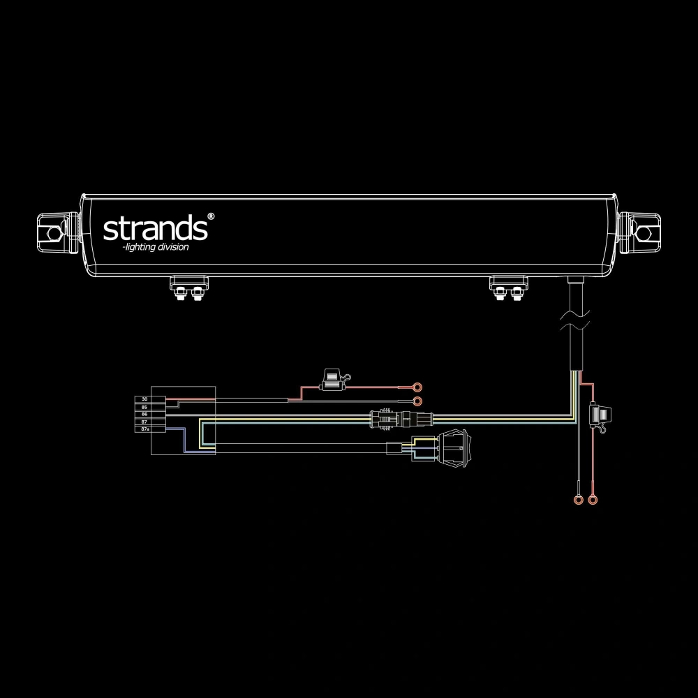 Strands Skylord LED-bar 20", vit/amber positionsljus, inbyggt relä