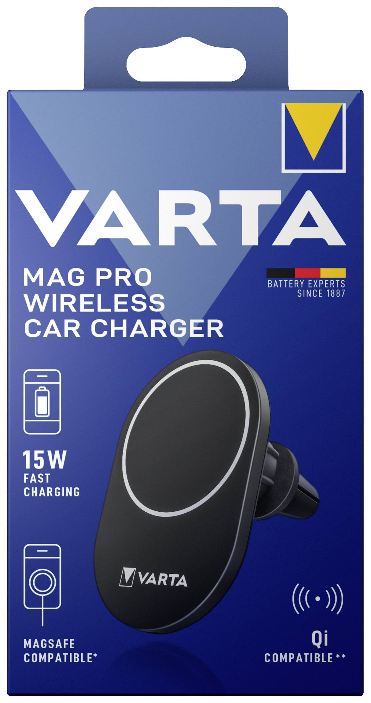 VARTA Mag Pro Wireless Car Charger 15w, Satrk magnet, USB C, LED