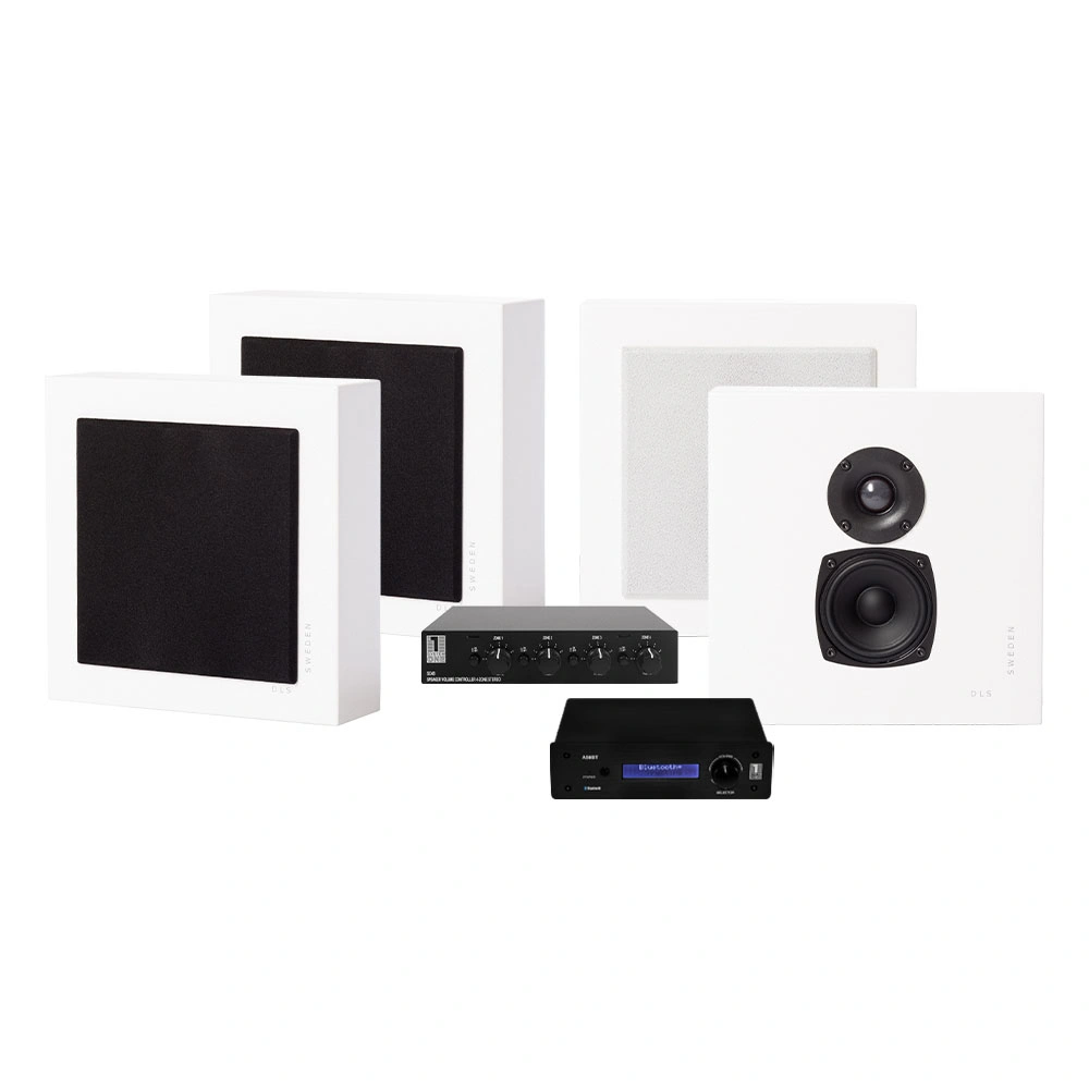 System One A50BT, SC4B & 2 par mattvita DLS Flatbox Mini
