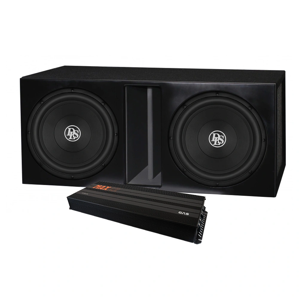 2-pack DLS RCW12.D2 i låda med GAS MAX A2-2500.1DL, baspaket