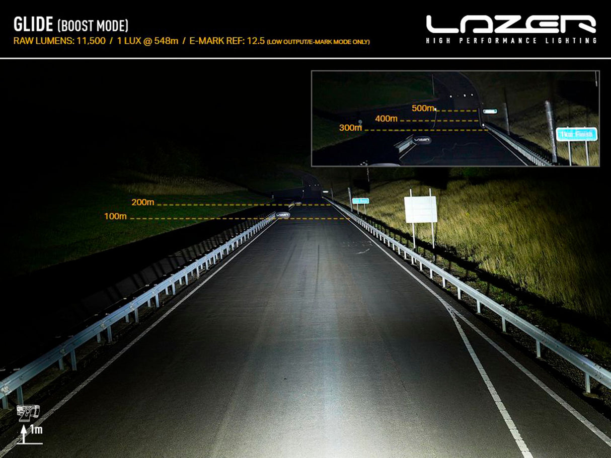 Extraljus Lazer Glide - Kurvad / 52 cm / 120W